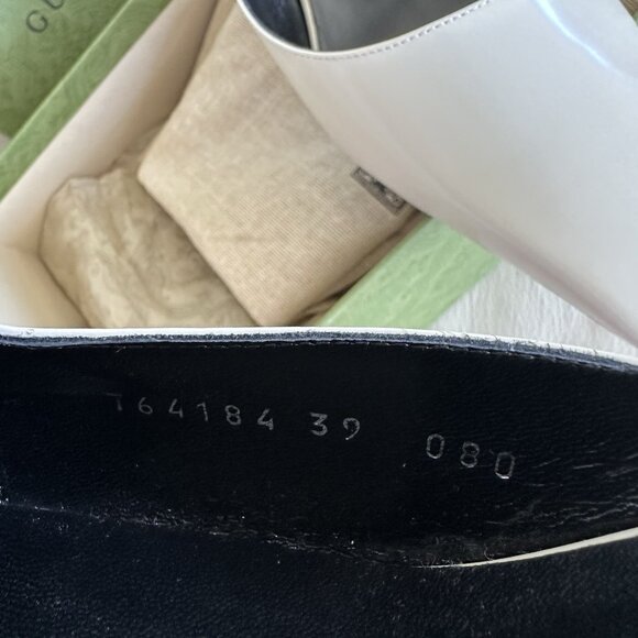 NEW Gucci Mallory Patent Leather Mules Heels GG Logo SZ 39 - Picture 7 of 12